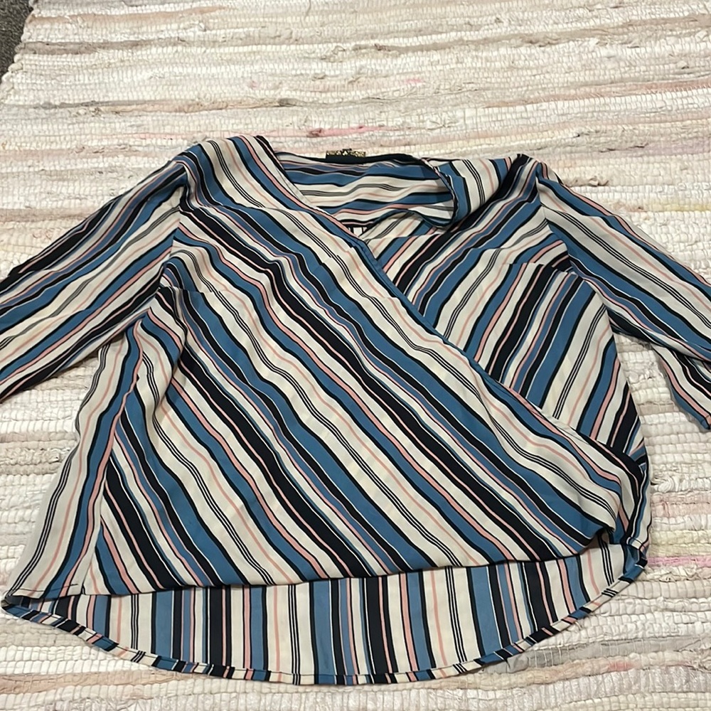 Pink,blue,black and white blouse